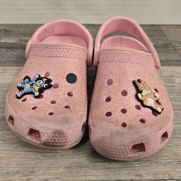 Crocs Classic Clogs Pink Glitter‎ Size C8 toddler Play condition - Picture 2 of 9